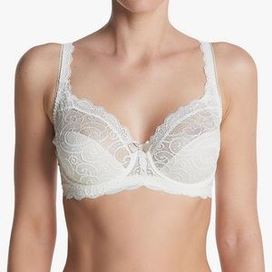 Playtex Women's Love My Curves Beautiful Lift  Unlined Lace Underwire Bra- White